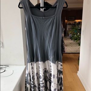 Lunaluz Bottom Tie Dye Sun Dress Grey & White